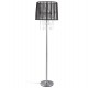 Black floor lamp with fabric shade and steel leg