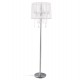 White floor lamp with fabric shade and steel leg
