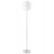 White floor lamp with original shade and chromed metal base