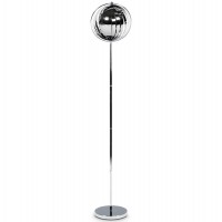 Chromed floor lamp with original shade and chromed metal base