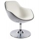 White polymer armchair with padded white imitation leather seat