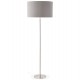 Designer grey floor lamp with fabric shade and brushed metal foot