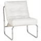 White upholstered imitation leather armchair with chromed metal frame