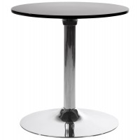 Table basse ronde de couleur noire avec plateau en ABS et pied en métal chromé MARS