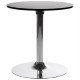Round black coffee table with ABS top and chromed metal base MARS