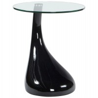 Table basse ou table d'appoint noire avec plateau en verre et pied original TEAR