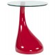 Red coffee table or side table with glass top and original leg TEAR