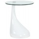 Table basse ou table d'appoint blanche avec plateau en verre et pied original TEAR