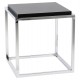 Black coffee or side table, cubic shape, with wooden top and feet in chromed metal KVADRA