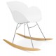 White rocking chair with solid propylene shell and solid beech wood legs KNEBEL