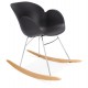 Black rocking chair with solid propylene shell and solid beech wood legs KNEBEL