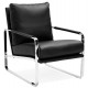 Design and comfortable black leatherette armchair, with chromed metal structure