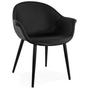 Design and enveloping BLACK armchair in imitation leather MELROSE