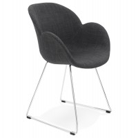 Chaise grise, design et contemporaine, avec pieds en métal chromé