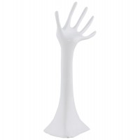 Pretty white hand-shaped jewelry holder in polished metal HAND
