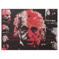 Original printed canvas, on wooden stand, representing the famous physicist EINSTEIN