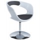 Design white and black rotating armchair in black imitation leather