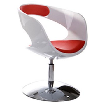 Design and rotating WHITE and RED armchair KIRK