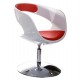 Design white and red rotating armchair in red imitation leather