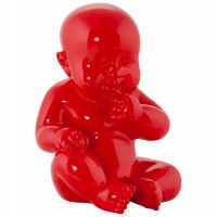 Statuette rouge en polyrésine résistante, représentant un bébé suçant son pouce 