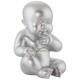 Resistant polyresin silvery statuette depicting a baby sucking his thumb