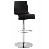 Black design bar stool with natural reflections, height adjustable MADEIRA