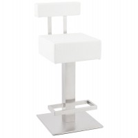 White bar stool with comfortable leatherette seat and steel structure