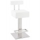 White bar stool with comfortable leatherette seat and steel structure