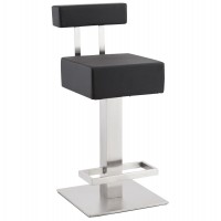 Black bar stool with comfortable leatherette seat and steel structure