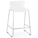 White bar stool with an unusual look and solid polypropylene seat RENY SMALL