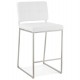 Padded white bar stool in retro chic design, with chromed metal legs DOD