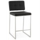 Padded black bar stool in retro chic design, with chromed metal legs DOD