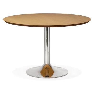Table ronde design au naturel avec plateau en bois BLETA