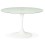 Sleek design WHITE round table with glass top DAKOTA