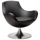 Rotating armchair with padded seat in black imitation leather