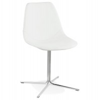 White imitation leather chair with metal cross base BEDFORD