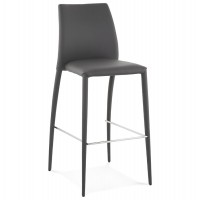 Gray bar stool with metal frame and quality imitation leather upholstery BOVARY