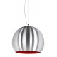 Suspension de lampe design boule en aluminium brossé avec intérieur rouge