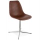 Brown imitation leather chair with chromed metal cross base BEDFORD