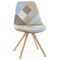 Chaise design patchwork avec revêtement en tissu et pied en hêtre BOHEMY