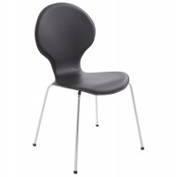 Stackable black chair with padded imitation leather seat and metal base VLIND
