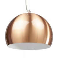 Suspension de lampe design boule en aluminium cuivré avec intérieur blanc
