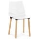 Scandinavian design white chair with molded seat and wooden legs TORRO