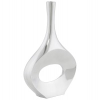 Vase with original design in polished aluminum KEY