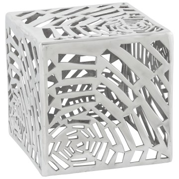 Side table or low stool in polished aluminum TRIBAL
