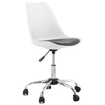 Swivel White chair with Black leatherette seat EDEA