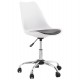 Adjustable and swivel white chair with metal structure and seat in black imitation leather