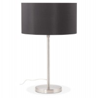Design black lounge lamp with fabric shade and brushed metal foot
