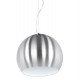 Bowl lamp suspension in brushed aluminum with red interior