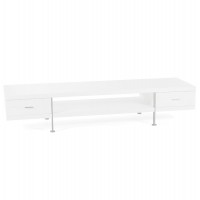 Large White MDF TV Stand with Brushed Metal Legs